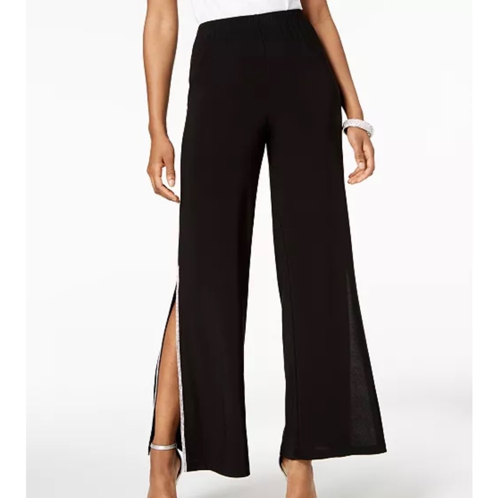 MSK Pull on slacks with rhinestones accent slits on side